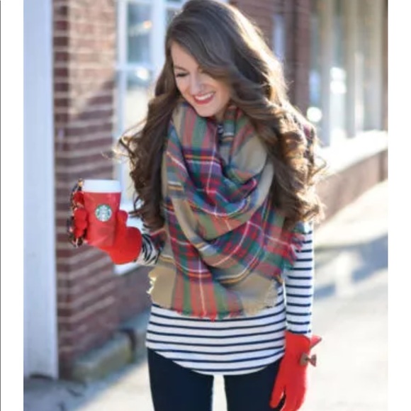 New Tartan Oversized Blanket Scarf - Picture 3 of 3